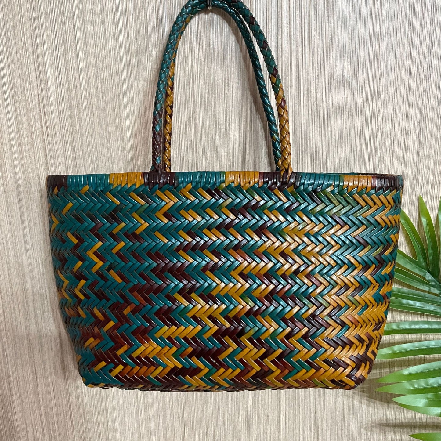 Leather Handwoven Tote Bag
