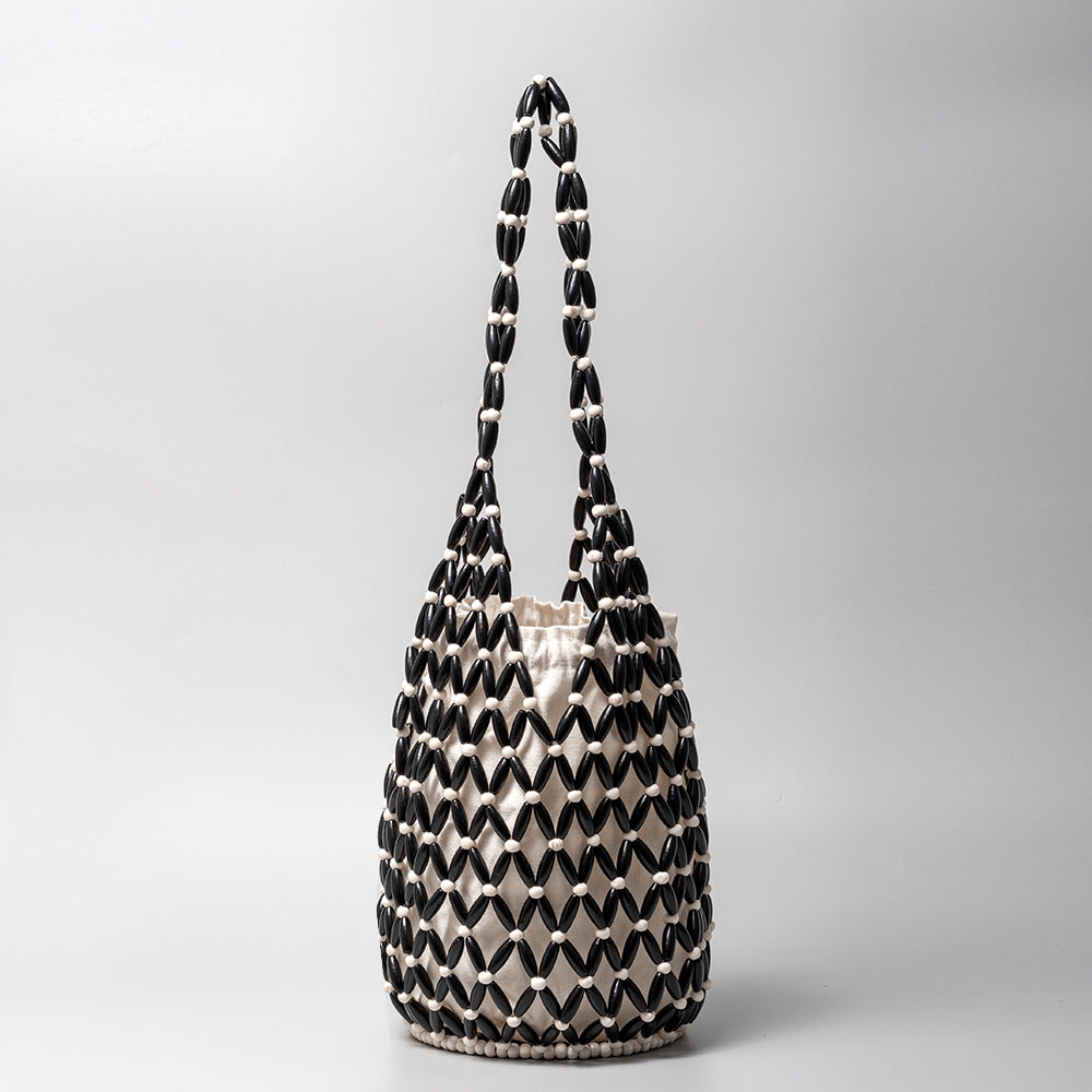 Wooden Bead Woven Handbags