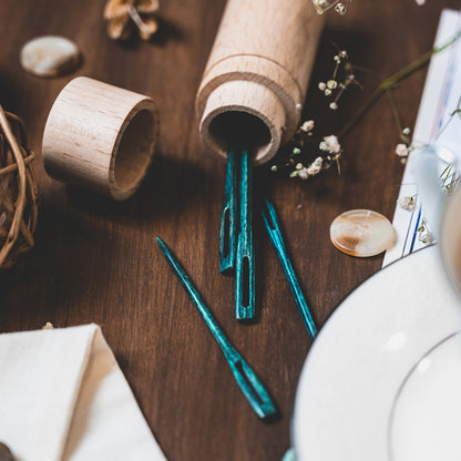 Teal Wooden Darning Needles