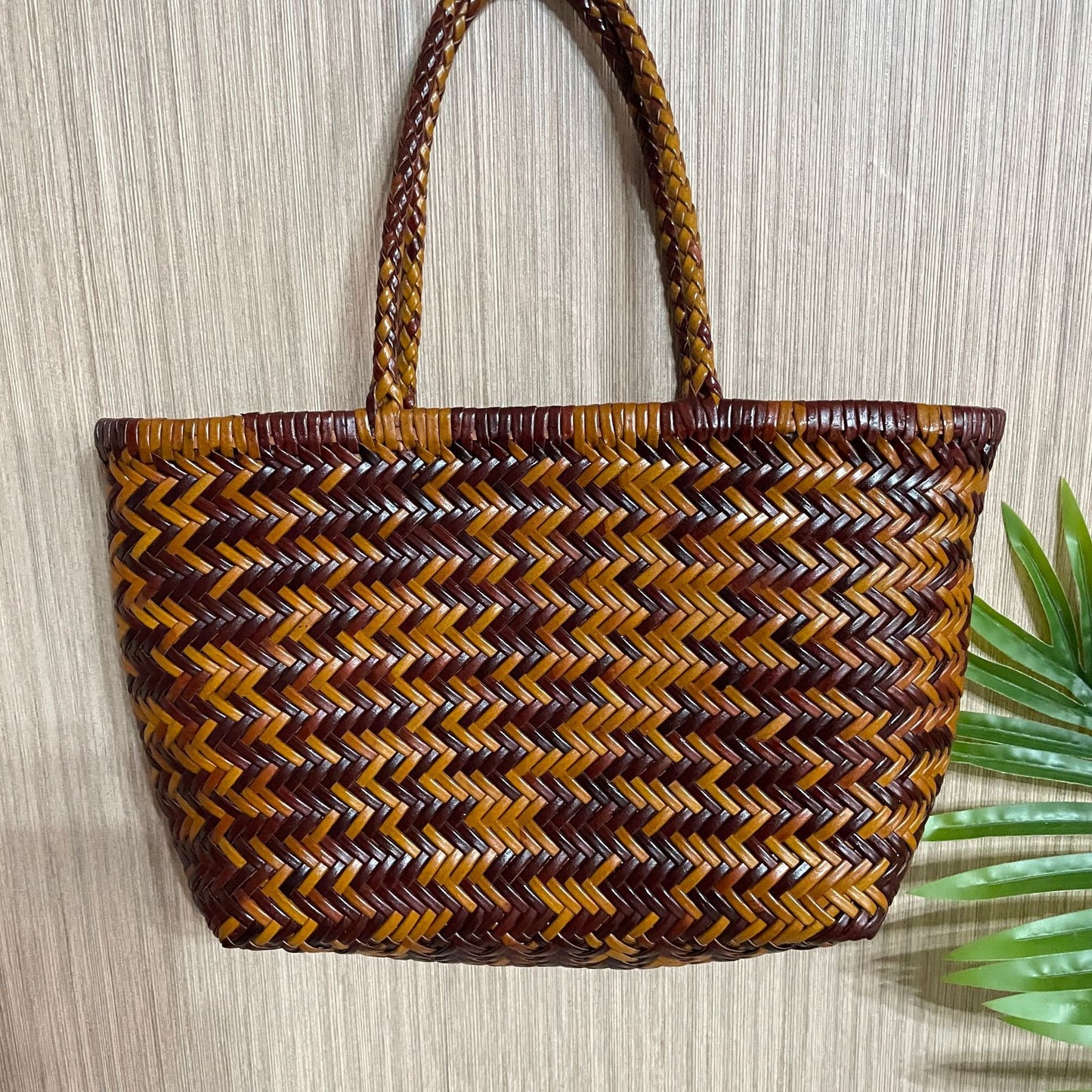 Leather Handwoven Tote Bag
