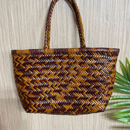 Leather Handwoven Tote Bag