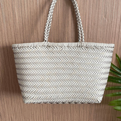 Leather Handwoven Tote Bag