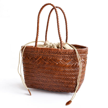 Leather Handwoven Tote Bag