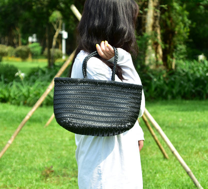 Leather Handwoven Tote Bag