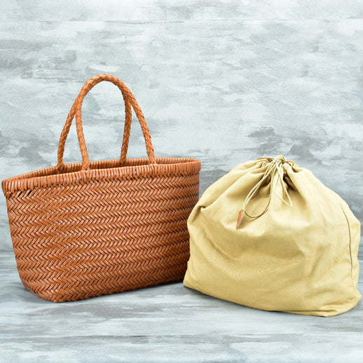 Leather Handwoven Tote Bag