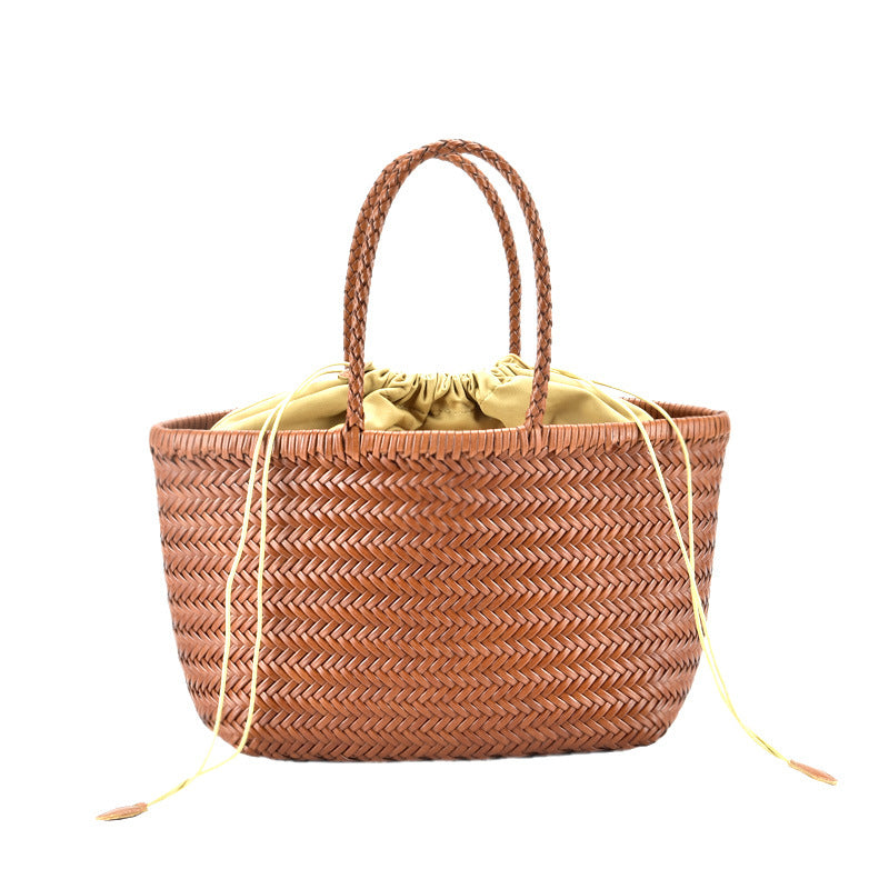 Leather Handwoven Tote Bag