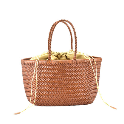Leather Handwoven Tote Bag